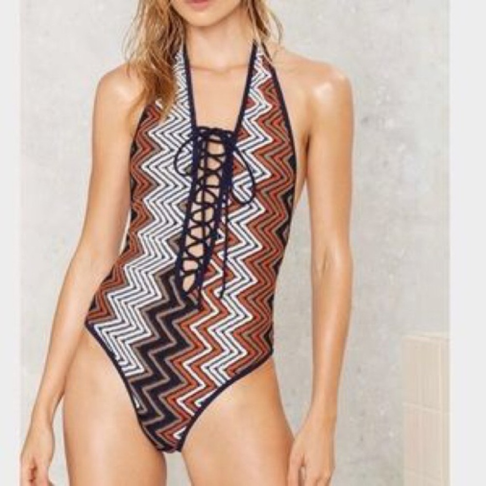 Nasty Gal Chevron Crotchet One Piece